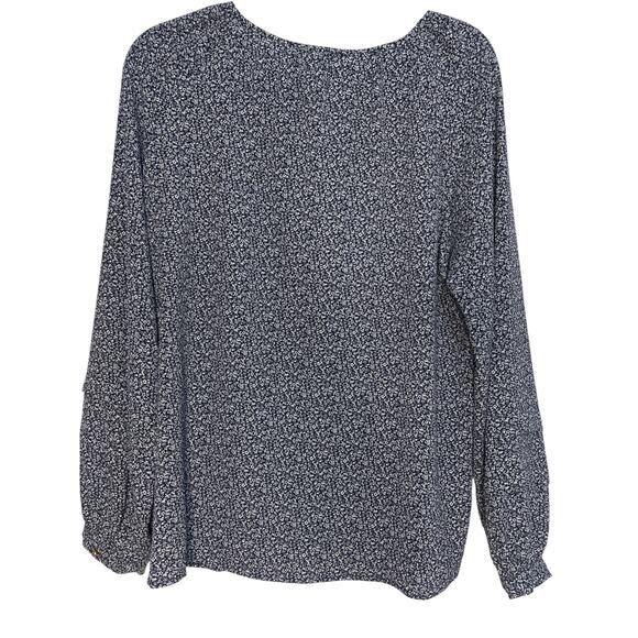 Michael Kors Floral Long Sleeve Blouse,Tie front,MK Logo on Drawstring,SZ L, NWT - Picture 4 of 6